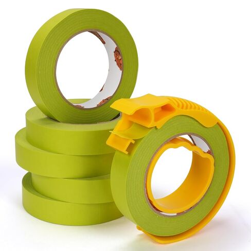TAPEBEAR Green Painters Tape with Dispenser 21-Days Clean Removal, Washi Masking Tape 0.94Inch x 60Yards, Medium Adhesion Indoor Outdoor Multi-Surface Painting with Sharp Lines for Car/Wall in Kuwait