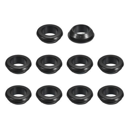 uxcell 18 Pcs Rubber Grommets, 16mm ID 20mm Drill Hole Double Sided Hollow Firewall Hole Plugs Round Electrical Wiring Gasket, Black in Kuwait