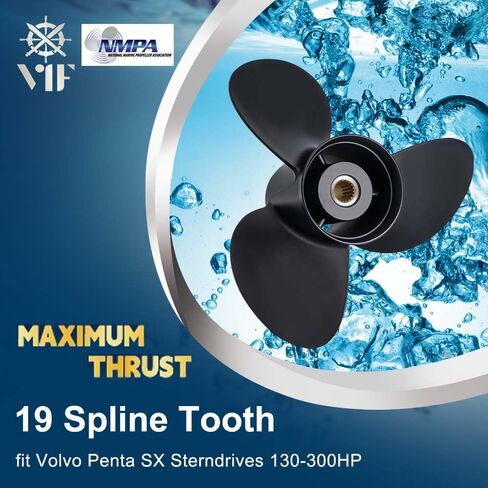 VIF فولفو Penta SX 14.8 x 17 19 مروحة خارجية متوافقة مع محرك فولفو Penta SX Sterndrives 130-300HP، المرجع رقم 3817467، اليد اليمنى، 3 شفرات in Kuwait