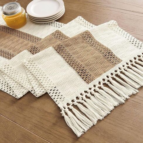 12x72 Inches Table Runner Cheesecloth, Boho Gauze Cheese Cloth Long Rustic Sheer Table Runners with Tassels Woven Cotton for Living Room Kitchen Dining Table Decoration in Kuwait