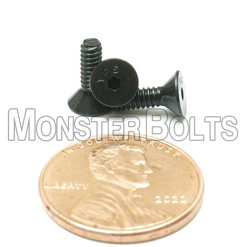 MonsterBolts - براغي بغطاء مقبس برأس مسطح #4-40 × 3/8 بوصة، ASTM F8356، سبائك فولاذية، أكسيد أسود، 10 عبوات in Kuwait