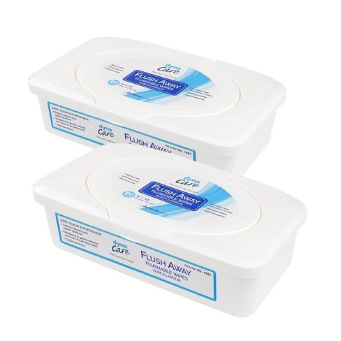 Dynarex Flush Away Flushable Wipes - 9" x 13" (Adult) - 60 wipes each (2 Pack) in Kuwait