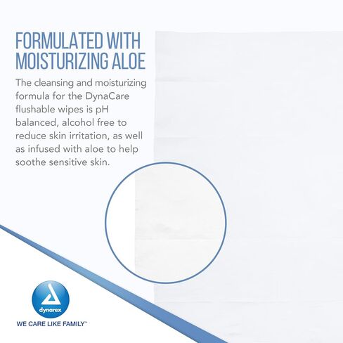 Dynarex Flush Away Flushable Wipes - 9" x 13" (Adult) - 60 wipes each (2 Pack) in Kuwait