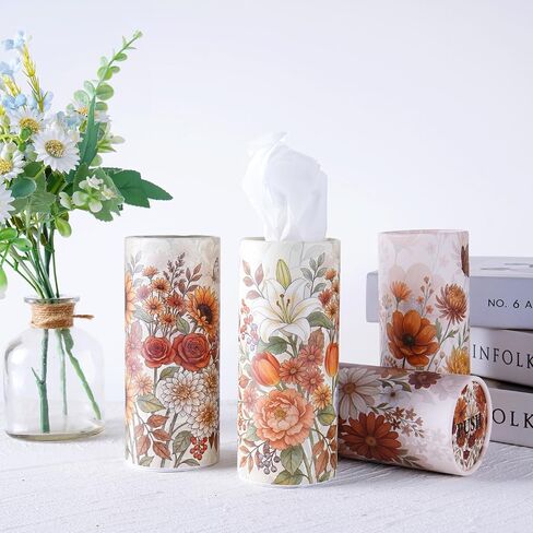 Wild Floral Car Tissues Cylinder, 4 Pack Round Tissue Box for Car Cup Holder, 2 Ply 50 Count Facial Tissues Tube, Portable Travel Tissues for SUV Truck RV Van Office Classroom in Kuwait