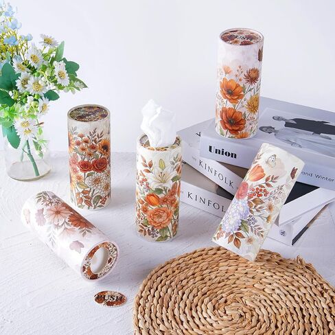 Wild Floral Car Tissues Cylinder, 4 Pack Round Tissue Box for Car Cup Holder, 2 Ply 50 Count Facial Tissues Tube, Portable Travel Tissues for SUV Truck RV Van Office Classroom in Kuwait