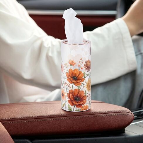Wild Floral Car Tissues Cylinder, 4 Pack Round Tissue Box for Car Cup Holder, 2 Ply 50 Count Facial Tissues Tube, Portable Travel Tissues for SUV Truck RV Van Office Classroom in Kuwait