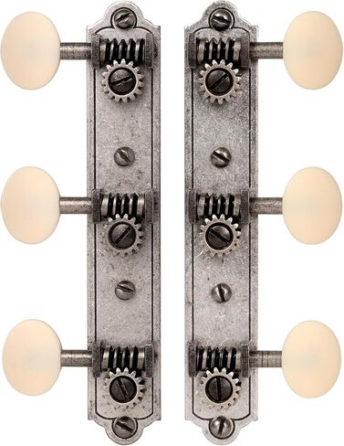 Golden Age Restoration Tuners for Solid Peghead Guitar with Bell-end, Relic Nickel with Matte Cream Knobs in Kuwait