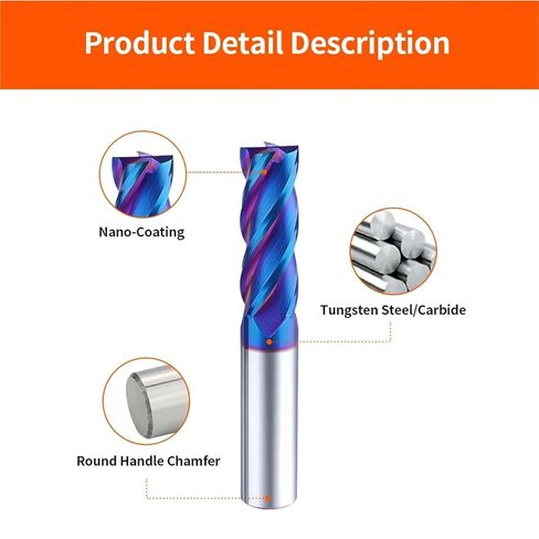 HRC65 2 Flutes Carbide End Mills Metal Router Bits Tungsten Steel Milling Cutter CNC Lathe Tool Coated Flat Mill(D4xD4x75L) in Saudi Arabia