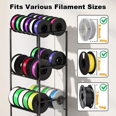 3D Printer Filament Storage Rack with Wheels, 5-Tier Rolling Spool Holder Stand Cart, Holds up to 60x1kg Spools, Heavy Duty Metal Filaments Organizer Shelf for Printing Studio Office Workshop in Kuwait