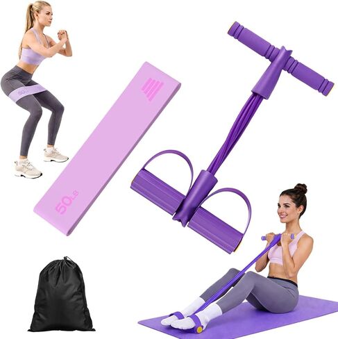 Resistance Bands with Handles, 6-Tube Foot Pedal, Natural Rubber Ankle Puller for Sit-ups & Full Body, Portable Home Gym Strength for Legs, Arms. in Kuwait