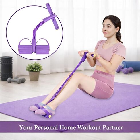Resistance Bands with Handles, 6-Tube Foot Pedal, Natural Rubber Ankle Puller for Sit-ups & Full Body, Portable Home Gym Strength for Legs, Arms. in Kuwait