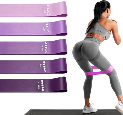 5Pcs Resistance Loop Exercise Bands, Elastic Portable Fitness Straps, Unisex Daily Training Gear, Great for Body Stretching, Strength Building and Soothing Yoga Workouts in Kuwait