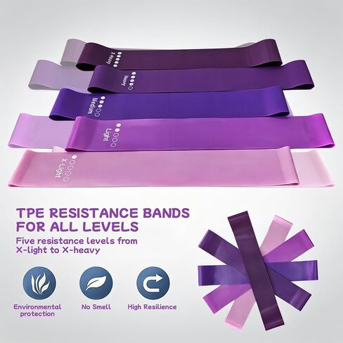 5Pcs Resistance Loop Exercise Bands, Elastic Portable Fitness Straps, Unisex Daily Training Gear, Great for Body Stretching, Strength Building and Soothing Yoga Workouts in Kuwait