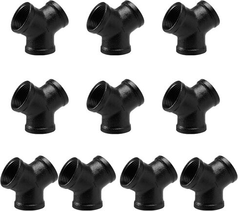 Black 1/2" 120 degree Tee, 4 Pack Cast Iron Pipe Fittings for Steampunk Vintage DIY Plumbing, Shelf Brackets, Furniture Décor (1/2", 4 Pack) in Kuwait