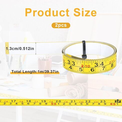 2 Rolls Steel Self-Adhesive Measuring Tape, Imperial & Metric Tape Measure Sticker, 100cm/39Inch Ruler Tapes, Left-Right Reading Stick on Tapes Measure for Workbench, Woodworking, Saw, Drafting Table in Kuwait