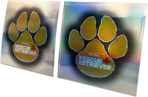 Rescue+Retriever® Pets Inside Pet Alert Safety Sticker 2 Pack | Reflective Fire Rescue Decal | UV Waterproof Vinyl | Window Door Sign Dogs Cats | Designed by a Firefighter in Kuwait