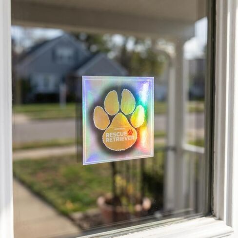 Rescue+Retriever® Pets Inside Pet Alert Safety Sticker 2 Pack | Reflective Fire Rescue Decal | UV Waterproof Vinyl | Window Door Sign Dogs Cats | Designed by a Firefighter in Kuwait