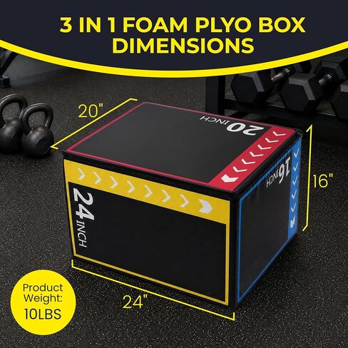 صندوق HulkFit 3 في 1 من الإسفنج Plyo Box، مقاس 16 بوصة × 20 بوصة × 24 بوصة، صندوق القفز البليومتري الناعم، صندوق تصعيد للتمرين، سطح أساسي من الإسفنج عالي الكثافة غير قابل للانزلاق لتدريبات الرشاقة في صالة الألعاب الرياضية المنزلية in Kuwait