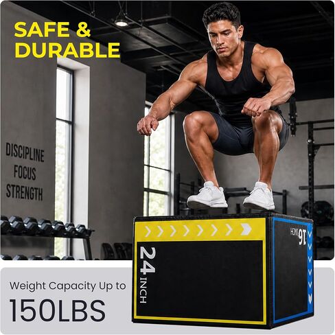 صندوق HulkFit 3 في 1 من الإسفنج Plyo Box، مقاس 16 بوصة × 20 بوصة × 24 بوصة، صندوق القفز البليومتري الناعم، صندوق تصعيد للتمرين، سطح أساسي من الإسفنج عالي الكثافة غير قابل للانزلاق لتدريبات الرشاقة في صالة الألعاب الرياضية المنزلية in Kuwait