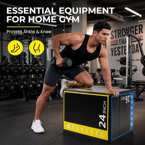 صندوق HulkFit 3 في 1 من الإسفنج Plyo Box، مقاس 16 بوصة × 20 بوصة × 24 بوصة، صندوق القفز البليومتري الناعم، صندوق تصعيد للتمرين، سطح أساسي من الإسفنج عالي الكثافة غير قابل للانزلاق لتدريبات الرشاقة في صالة الألعاب الرياضية المنزلية in Kuwait