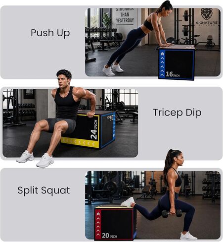 صندوق HulkFit 3 في 1 من الإسفنج Plyo Box، مقاس 16 بوصة × 20 بوصة × 24 بوصة، صندوق القفز البليومتري الناعم، صندوق تصعيد للتمرين، سطح أساسي من الإسفنج عالي الكثافة غير قابل للانزلاق لتدريبات الرشاقة في صالة الألعاب الرياضية المنزلية in Kuwait