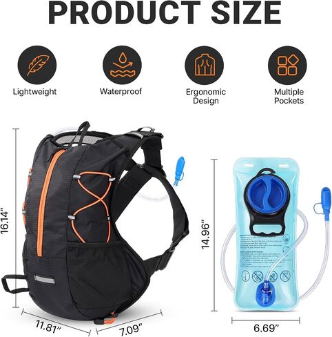 Hydration Backpack with 2L Leakproof Water Bladder, Lightweight Running Hydration Pack, Adjustable Chest Band-Style Water Backpack for Hiking, Cycling, Marathon, Trail Running and Outdoor Sports in Kuwait