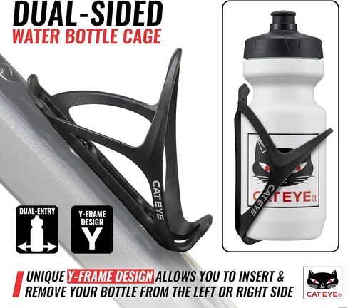 CATEYE BC-400 Bicycle Water Bottle Cage – Lightweight & Durable Bike Bottle Cage with Low-Profile Easy-Access Design, Securely Holds 20 oz, 24 oz & Larger Bottles, Fits Road, MTB & Gravel Bikes in Kuwait