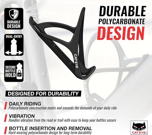 CATEYE BC-400 Bicycle Water Bottle Cage – Lightweight & Durable Bike Bottle Cage with Low-Profile Easy-Access Design, Securely Holds 20 oz, 24 oz & Larger Bottles, Fits Road, MTB & Gravel Bikes in Kuwait