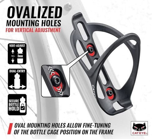 CATEYE BC-400 Bicycle Water Bottle Cage – Lightweight & Durable Bike Bottle Cage with Low-Profile Easy-Access Design, Securely Holds 20 oz, 24 oz & Larger Bottles, Fits Road, MTB & Gravel Bikes in Kuwait