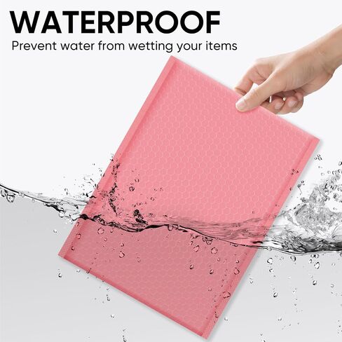 CHMI Pink Bubble Mailers 8.5 x 12 بوصة 100 حزمة، حجم قابل للاستخدام 8.25X12 بوصة بولي بريد، مغلفات بريدية، بريد شحن، أكياس غير شفافة ذاتية اللصق مقاومة للماء للتغليف والشحن. in Kuwait