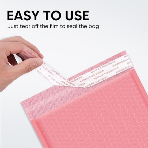 CHMI Pink Bubble Mailers 8.5 x 12 بوصة 100 حزمة، حجم قابل للاستخدام 8.25X12 بوصة بولي بريد، مغلفات بريدية، بريد شحن، أكياس غير شفافة ذاتية اللصق مقاومة للماء للتغليف والشحن. in Kuwait