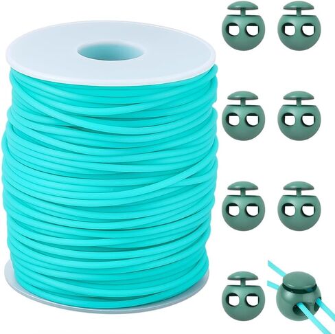 CRASPIRE 54.68 Yards Hollow Pipe Rubber Cords Yellow Green with Plastic Cord Locks Tubing Rubber Pipes Barber Cords Stitch Holders for Knitting DIY Beading Necklaces Bracelet Needle Point Protector in Saudi Arabia