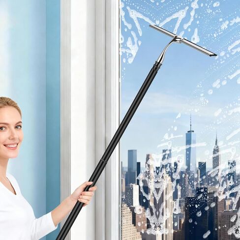 17 '' - 62 '' ممسحة معدنية مع عمود تمديد للنافذة ، الباب الزجاجي ، المرآة ، 12 '' منظف استحمام التلسكوبي الواسع مع مقبض طويل لتنظيف الجدار ، الأرض in Kuwait