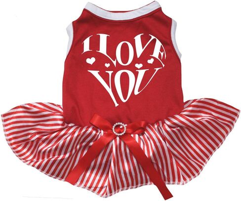 فستان Petitebella I Love You Heart Puppy Dog (أحمر/أحمر LED، كبير) in Kuwait