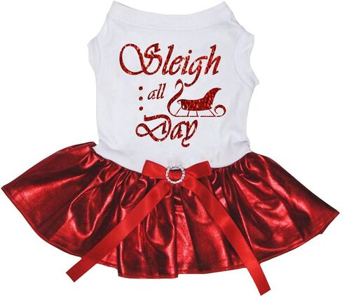 فستان Petitebella Sleigh All Day Puppy Dog (أحمر/أحمر LED، متوسط) in Kuwait