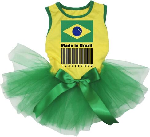 فستان Petitebella مصنوع في البرازيل من Barcode Puppy Dog (أصفر/أخضر، مقاس XXX-Large) in Kuwait
