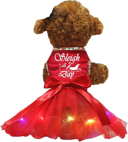 فستان Petitebella Sleigh All Day Puppy Dog (أحمر/أحمر LED، متوسط) in Kuwait