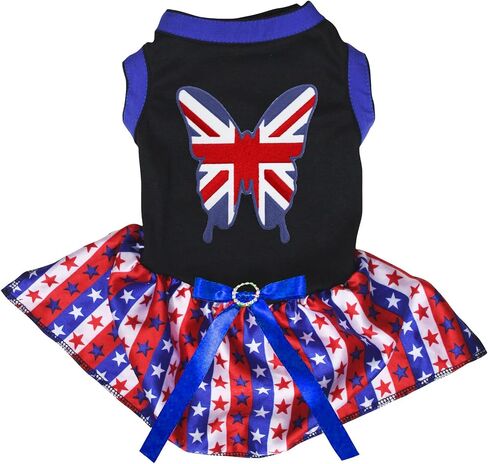فستان Petitebella Britain Butterfly Puppy Dog (أحمر/أعلام المملكة المتحدة، صغير) in Kuwait