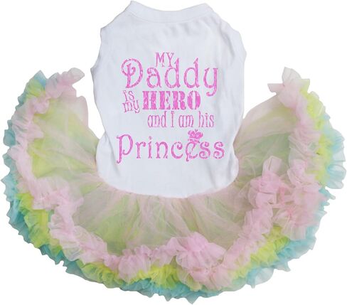 فستان Petitebella My Daddy is My Hero and I Am His Princess Puppy Dog (ترتر وردي/وردي، مقاس XXX-Large) in Kuwait