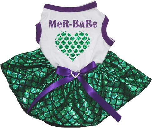 فستان Petitebella Mer-Babe Heart Puppy Dog (أبيض/وردي LED، متوسط) in Kuwait