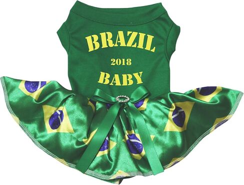 Petitebella Brazil 2018 Baby Puppy Dog Dress (Green/Flag, XXX-Large) in Kuwait