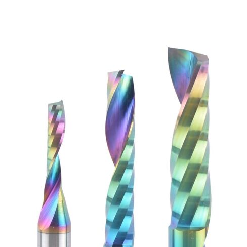 1pcs Solid Carbide CNC Spiral O Single Flute End Mill DLC Coating Tungsten 3.175/4/5/6mm Shank Aluminum 3D Engraving Milling Cutter for Wood Plastic(1F-D2.0-L08) in Kuwait