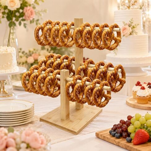 Pretzel Holder Stand for Party: Wooden Rods Display for Table Decoration, Food or Dessert Holder Decor Accessories in Saudi Arabia
