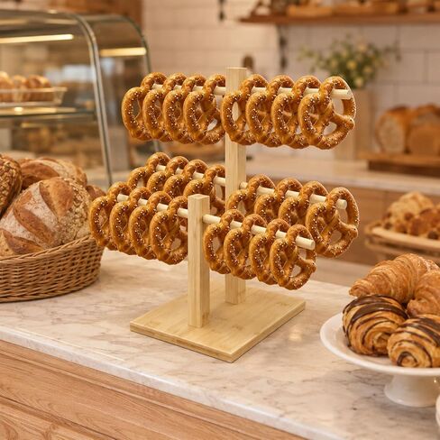 Pretzel Holder Stand for Party: Wooden Rods Display for Table Decoration, Food or Dessert Holder Decor Accessories in Saudi Arabia