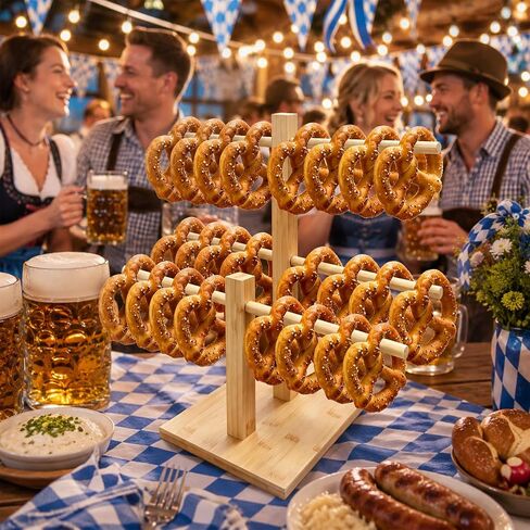 Pretzel Holder Stand for Party: Wooden Rods Display for Table Decoration, Food or Dessert Holder Decor Accessories in Saudi Arabia