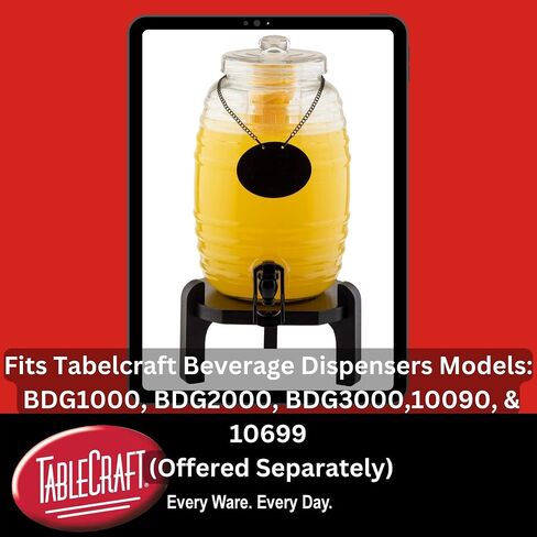 حامل موزع المشروبات TableCraft 10756، قطر 25.4 سم × ارتفاع 13.97 سم، خشب صنوبر مطلي باللون الأسود، قاعدة توزيع مشروبات متينة لموزعات المشروبات الزجاجية من TableCraft in Kuwait