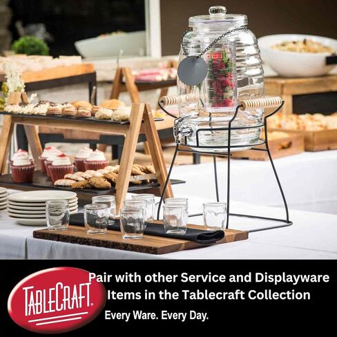 حامل موزع المشروبات TableCraft 10756، قطر 25.4 سم × ارتفاع 13.97 سم، خشب صنوبر مطلي باللون الأسود، قاعدة توزيع مشروبات متينة لموزعات المشروبات الزجاجية من TableCraft in Kuwait
