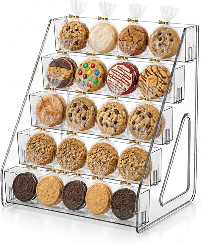 Acrylic Cookie Display Stand, 5-Tier Clear Dessert Display Rack for Cookies, Cupcakes & Pastries, Tiered Bakery Display Shelf for Markets, Vendor Booths, Coffee Bars & Retail (2) in Kuwait
