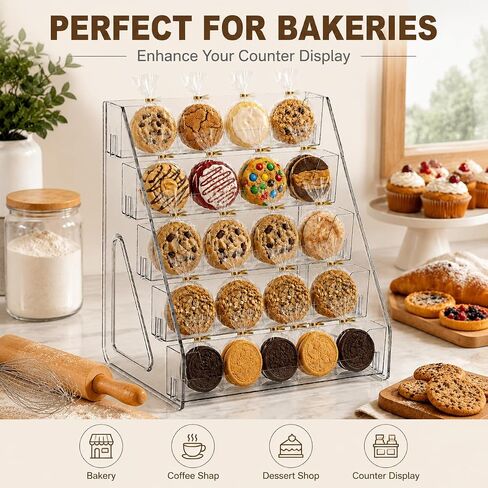 Acrylic Cookie Display Stand, 5-Tier Clear Dessert Display Rack for Cookies, Cupcakes & Pastries, Tiered Bakery Display Shelf for Markets, Vendor Booths, Coffee Bars & Retail (2) in Kuwait