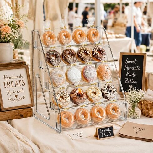 Acrylic Cookie Display Stand, 5-Tier Clear Dessert Display Rack for Cookies, Cupcakes & Pastries, Tiered Bakery Display Shelf for Markets, Vendor Booths, Coffee Bars & Retail (2) in Kuwait